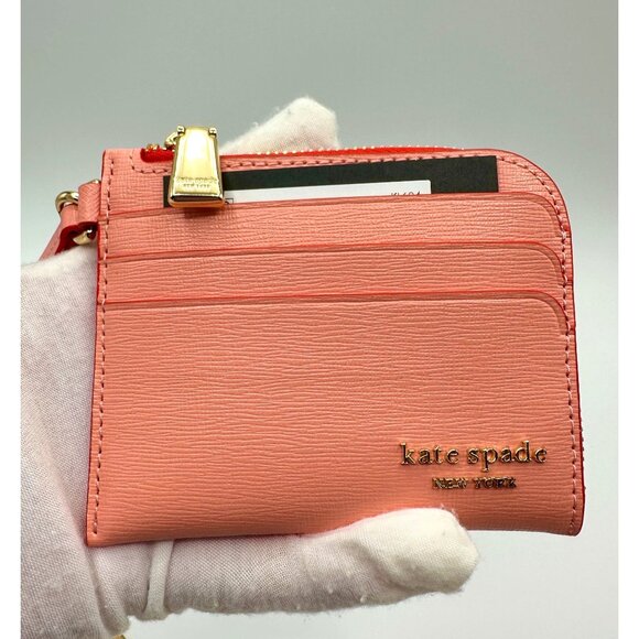 Kate Spade KL624 Devin Pop Trim Card Case Wristlet Setting Sun Saffiano Leather - Picture 5 of 15